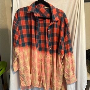 Chrysanthemum Ombré Flannel Tunic Shirt | Size M | NWT